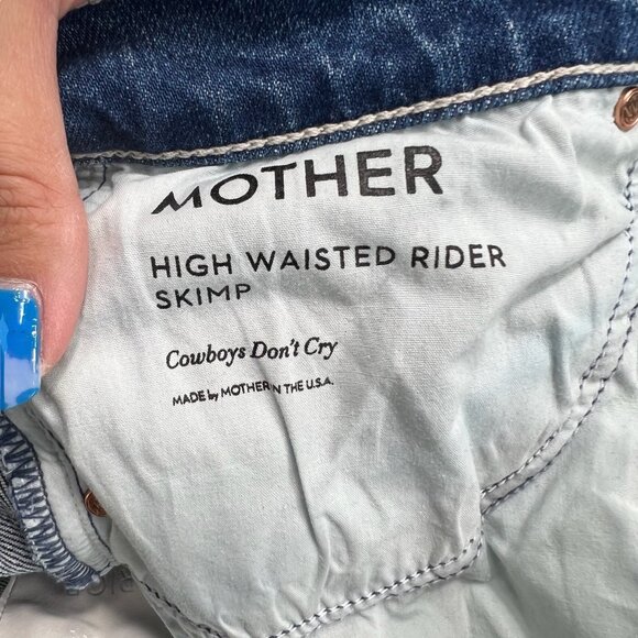Mother Superior High Waisted Rider Skimp Jeans in Cowboy's Don't Cry Size 30 - Picture 3 of 7